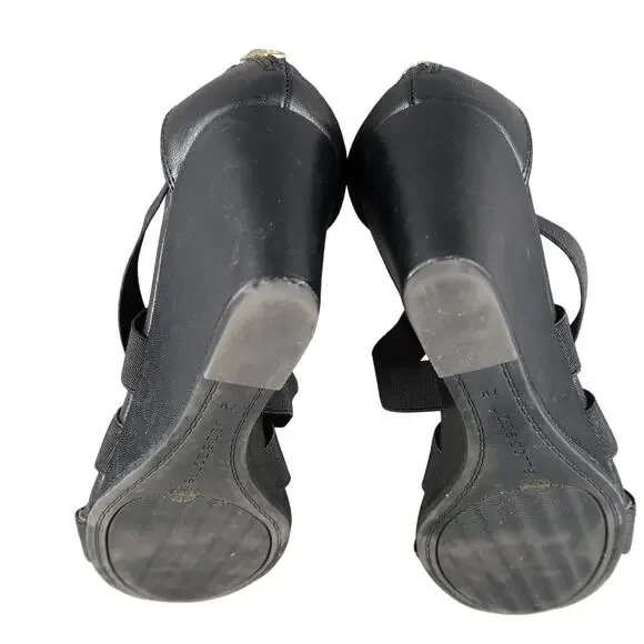 Liz Claiborne Shoes Womens 7 Wedge Sandal Fashion Heel Zip Strappy Black Classic - Picture 11 of 13